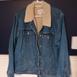 Womens Old Navy Fleece Lined Jean Jacket XL